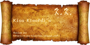 Kiss Kleofás névjegykártya